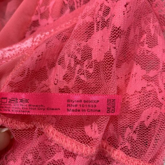 Seven 'Til Midnight Teddy Women's One Size See Through Pink Black Lace Chemise - Picture 9 of 11